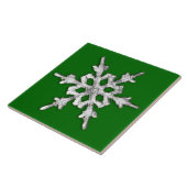 松の緑に銀白色のスノーフレーク タイル (側面)