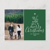 松の緑のスクリプエレガントトのクリスマスツリー写真 シーズンポストカード (正面)
