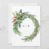 松の葉と赤い実のクリスマスエンゲージメントパーティー 招待状 (裏面)