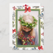 松の葉の水彩写真 ゴールドフレーム シーズンカード (正面/裏面)