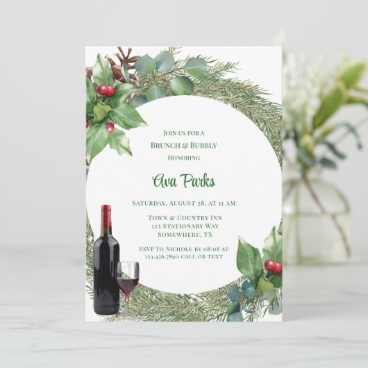 松の針赤ベリークリスマスブランチとバブリー 招待状 (スタンド正面)