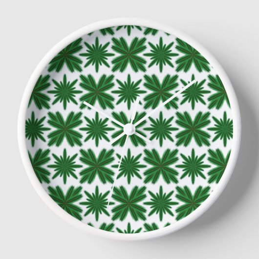 松の雪の木の枠時計 壁時計 (正面)