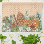 松の雫 水彩のクリスマス 冬 キッチンタオル (折り畳み)