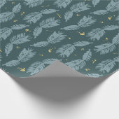 松の青い針と金ゴールド ラッピングペーパー (角)