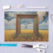 松の鳥オンピンクの花の枝のデコページ 薄葉紙 (クラフト)