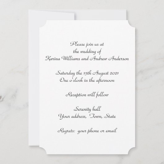 松ぼっくりとナプキンの結婚式招待状 招待状 (裏面)