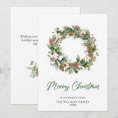 松ぼっくりとヒマラヤ杉のリース 楽しいクリスマスの挨拶 シーズンカード (正面/裏面)