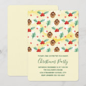 松ぼっくりとホーリーのクリスマスパターン 招待状 (正面/裏面)