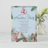 松ぼっくりとホーリーベリーのクリスマス パーティーの招待状、 Deer Company クリスマス  招待状 (スタンド正面)