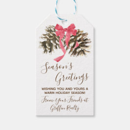 松ぼっくりとリボン、冬、休暇、クリスマス ギフトタグ