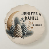 松ぼっくりと三日月冬の愛 ラウンドクッション (裏面)