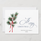 松ぼっくりと松のトピアリーのクリスマスグリーティング シーズンカード (正面)