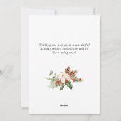 松ぼっくりと松のトピアリーのクリスマスグリーティング シーズンカード (裏面)