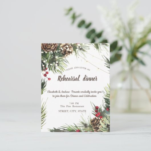 松ぼっくりと松の枝 招待状 (スタンド正面)