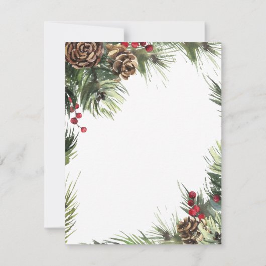 松ぼっくりと松の枝 招待状 (裏面)