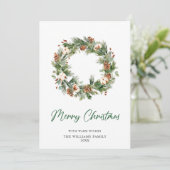 松ぼっくりと松の葉のリース クリスマスおめでとう シーズンカード (スタンド正面)