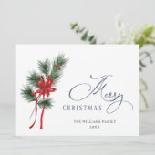 松ぼっくりと松の葉のリース クリスマスおめでとう シーズンカード (スタンド正面)