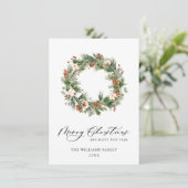 松ぼっくりと松の葉のリース クリスマスおめでとう シーズンカード (スタンド正面)
