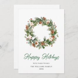 松ぼっくりと松の葉のリース 楽しいクリスマスの挨拶 シーズンカード