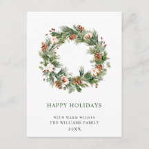 松ぼっくりと松の葉のリース　楽しいクリスマス　ホリデー