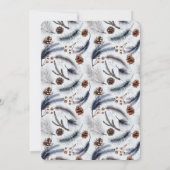 松ぼっくりと松の葉の模様の誕生日 招待状 (裏面)