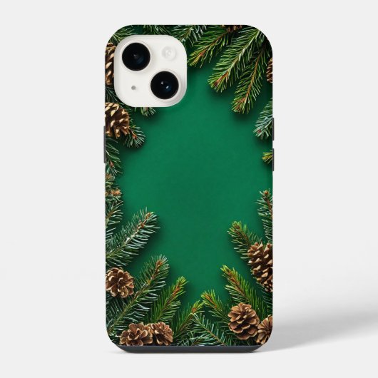 松ぼっくりと枝の冬の自然な雰囲気のデザイン iPhoneケース (裏面)