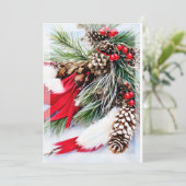 松ぼっくりと羽根の予算クリスマス シーズンカード (スタンド正面)