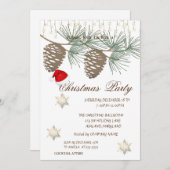松ぼっくりと雪の結晶のクリスマス　法人向け 招待状 (正面/裏面)