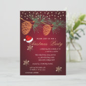 松ぼっくりと雪の結晶の赤いクリスマス企業イメージ 招待状 (スタンド正面)