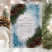 松ぼっくりと霜の冬の結婚式 招待状