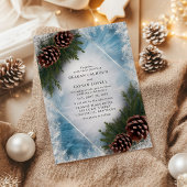 松ぼっくりと霜の冬の結婚式 招待状