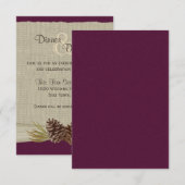 松ぼっくりと麻の実ったプラムの披露宴 招待状 (正面/裏面)