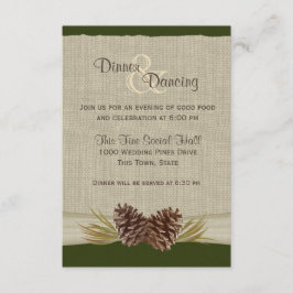 松ぼっくりと麻の緑の披露宴 招待状