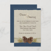 松ぼっくりと麻布 ネイビーブルー レセプション 招待状 (正面/裏面)