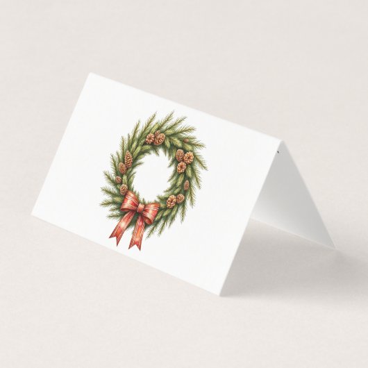 松ぼっくりクリスマスリース折りたたみカード (正面)