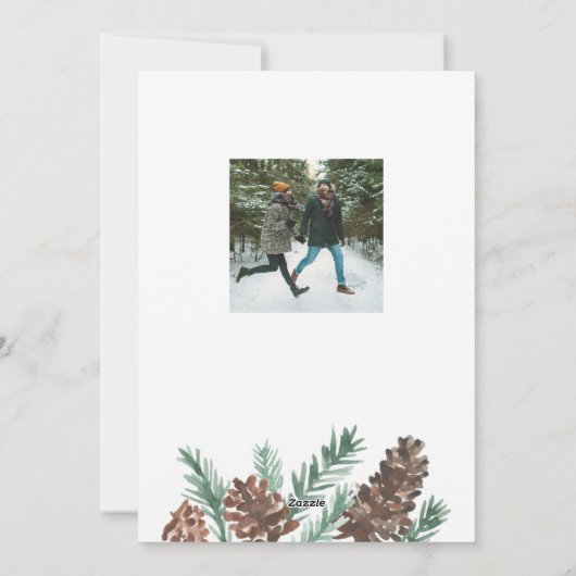 松ぼっくりクリスマス水彩画ハッピーホリデイズ写真 シーズンカード (裏面)