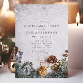 松ぼっくりストリングライトのクラシックなクリスマスパーティー 招待状