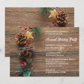 松ぼっくりホリデーパーティーの招待状 招待状 (正面/裏面)