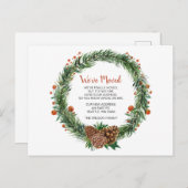 松ぼっくりリースのクリスマスお知らせ - 移動しました ポストカード (正面/裏面)