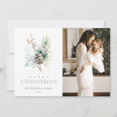 松ぼっくり水彩冬の実クリスマス写真 シーズンカード (正面)