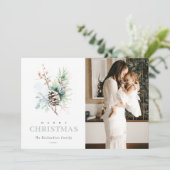 松ぼっくり水彩冬の実クリスマス写真 シーズンカード (スタンド正面)