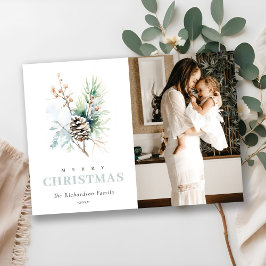 松ぼっくり水彩冬の実クリスマス写真 シーズンカード