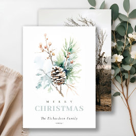 松ぼっくり水彩冬の実クリスマス写真 シーズンカード