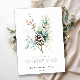 松ぼっくり水彩冬の実クリスマス シーズンカード