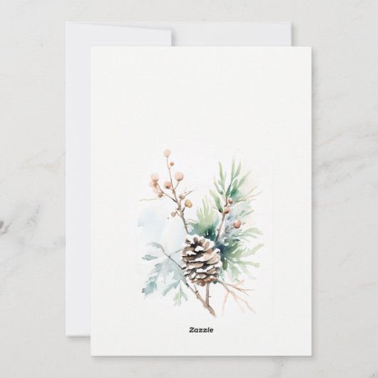 松ぼっくり水彩冬の実クリスマス シーズンカード (裏面)