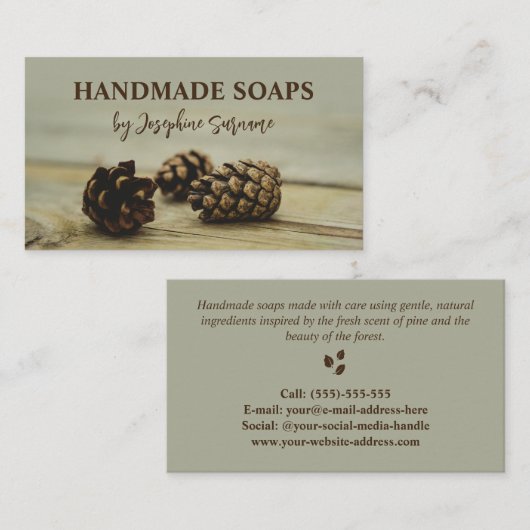 松ぼっくり自然写真 ハンドメイド石鹸職人 名刺 (正面/裏面)
