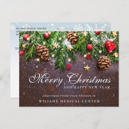松ぼっくり クリスマス ホリデー 法人向けグリーティング ポストカード (正面/裏面)