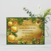 松ぼっくり ゴールド オーナメント クリスマスパーティーの招待状 招待状 (スタンド正面)