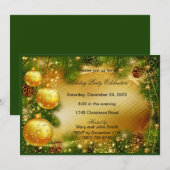 松ぼっくり ゴールド オーナメント クリスマスパーティーの招待状 招待状 (正面/裏面)