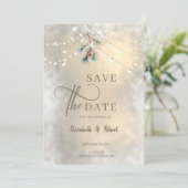 松ぼっくり＋ストリングライト 冬の結婚式 Save The Date セーブザデート (スタンド正面)